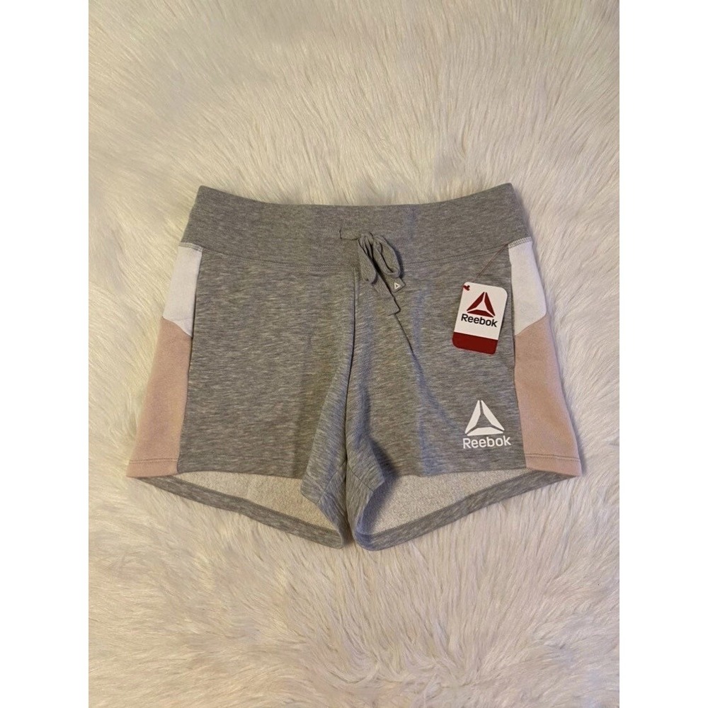 Reebok Shorts Womens Size Medium Grey Pink White Colorblock Relaxed Short